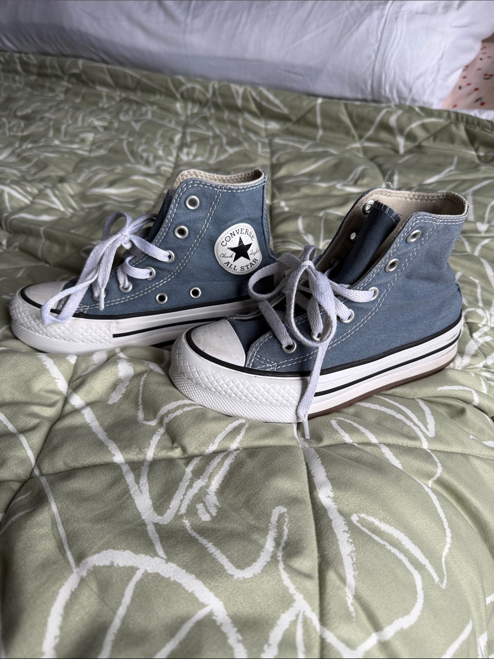 Converse Kids High Top Sneakers in Light Blue with White Accents